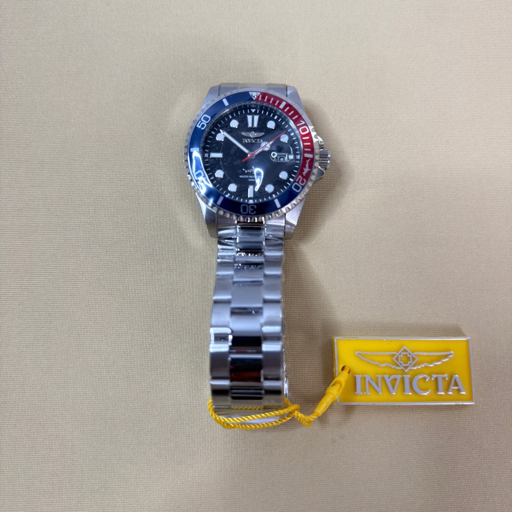 Invicta Pro Diver Mens Watch 49712 Silver Blue Red New Stainless Steel Pepsi